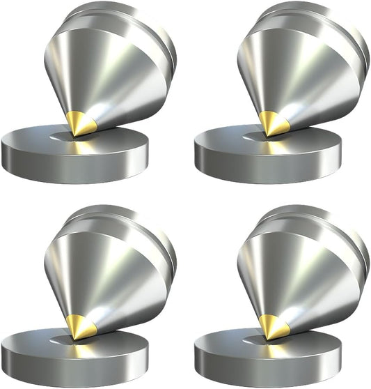 4Pcs Speaker Spikes Floor Protectors Shockproof Speaker Isolation Spikes with Base Pad for Speaker,Subwoofer,Amplifier,Turntable,Recorder CD DAC with 3m Adhesive (Silver)