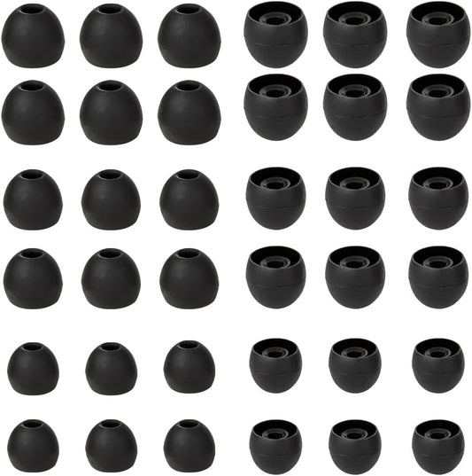 18 Pairs Silicone Earbud Tips Replacement Ear Tips Earbuds Cap for in- Ear Headphones Eartips (Inner Hole from 3.8mm-5.5mm Earphones) Earbud Replacement Tips Ear Buds Tips S M L,Black