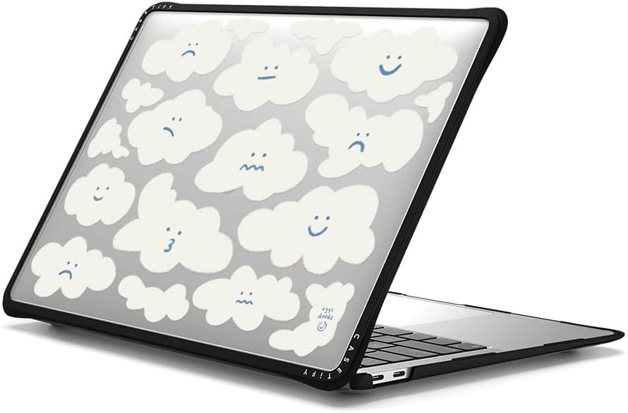 CASETiFY Impact MacBook Air 13" (M1/Intel) Case [Cushioned Impact Corners/Scratch-Resistant/Anti-Slip Grip] - Cute Clouds - Clear Black