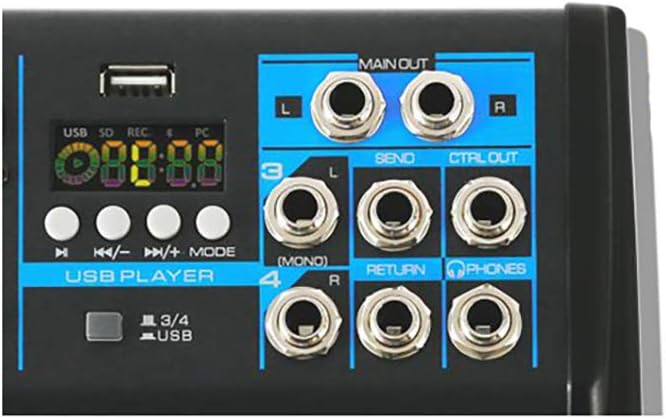 Pyle Professional Audio Mixer Sound Board Console System - Interface 4 Channel Digital USB Bluetooth MP3 Computer Input 48V Phantom Power Stereo DJ Studio Streaming FX 16-Bit DSP processor - PMXU43BT