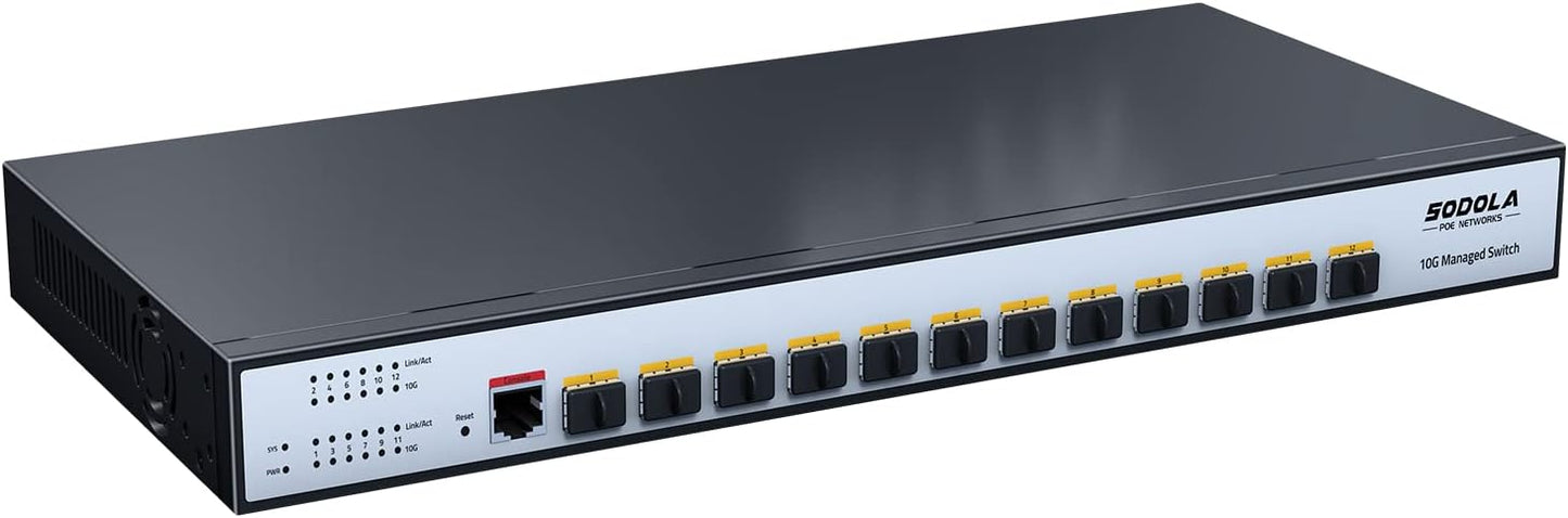SODOLA 12 Port 10G SFP+ Smart Switch| L2/L3+ Smart Managed | DoS Attack Prevention | IPv6 | Static Routing | L2/L3QoS, IGMP & LAG | Limited Lifetime Protection Managed Ethernet Switch …
