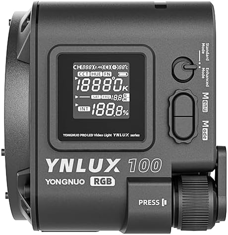 YONGNUO YNLUX100 RGB 120W LED Video Light Handheld Light with Bowens Mount 2700k-10000k Bi-Color tempreture and RGB 2.4G APP Remote Control for Studio Video, YouTube, Vlog, Live Stream, Filming, etc