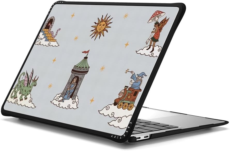 CASETiFY Impact MacBook Air 13" (M1/Intel) Case [Cushioned Impact Corners/Scratch-Resistant/Anti-Slip Grip] - up in The Medieval Clouds - Clear Black
