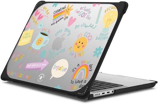 CASETiFY Bounce MacBook Pro 16-inch (M3/M4) Case [Enhanced Protective Corner Design/Ventilation Cutouts/Anti-Slip Grip] - Keep Growing by Laura Jane Illustrations - Clear Black