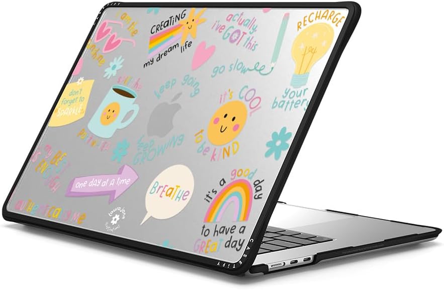 CASETiFY Impact MacBook Air 15" (M2-M4) Case [Cushioned Impact Corners/Scratch-Resistant/Anti-Slip Grip] - Keep Growing - Clear Black