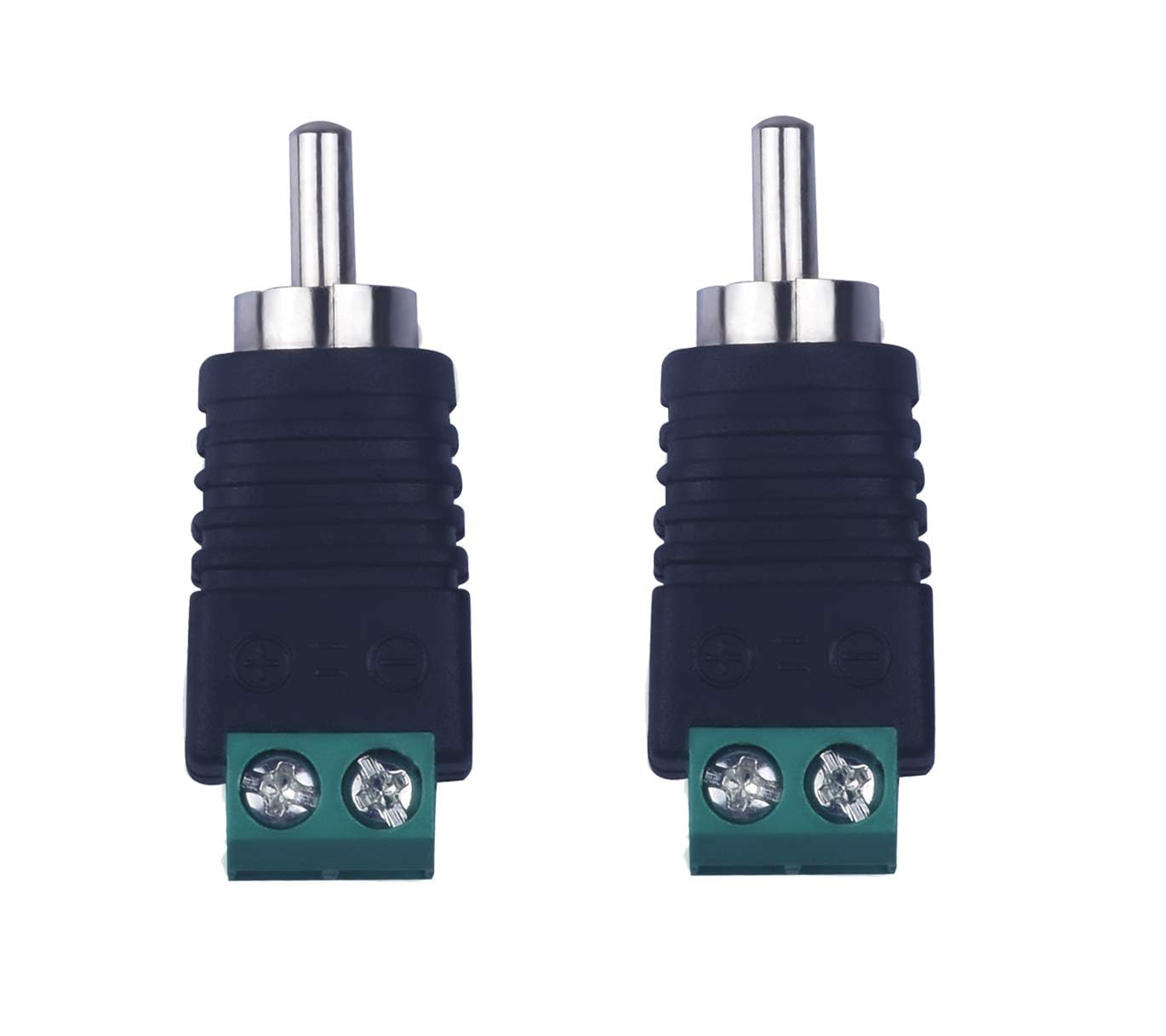 RCA Plugs for Speaker Wire，RCA to AV Screw Terminal Connector, Phono RCA Male Plug Solderless Converter Audio/Video Speaker Wire Connectors Solderless Adapter