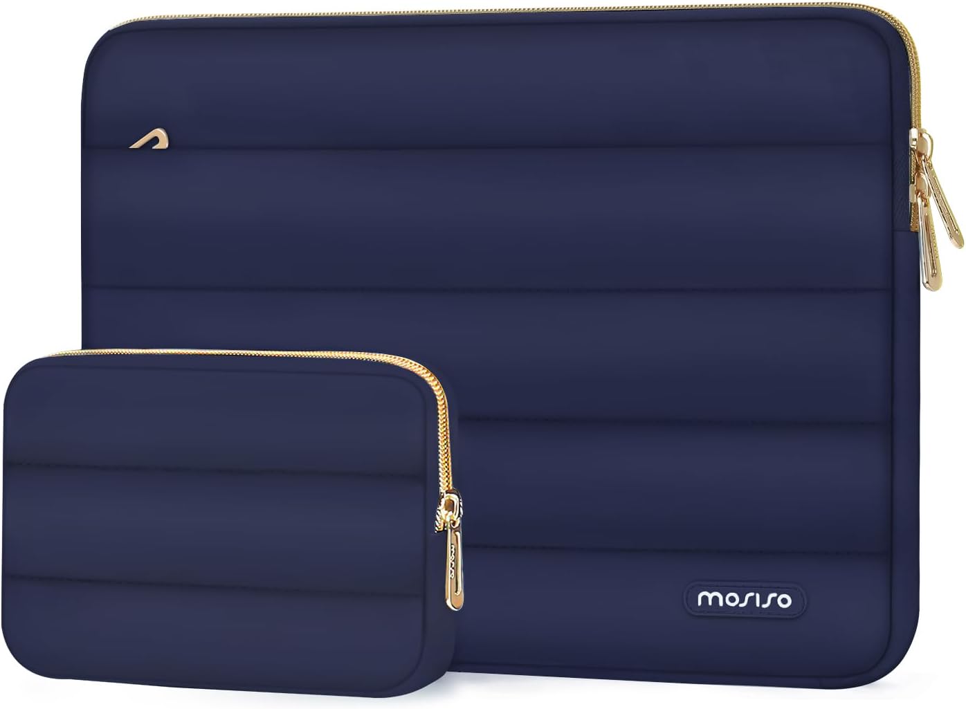 MOSISO 15-15.6 inch Laptop Case, 16 inch Puffy Laptop Sleeve Compatible with MacBook Pro 16, HP Dell ASUS Acer Toshiba Lenovo Notebook Computer, Polyester Horizontal Bag with Small Case, Navy Blue