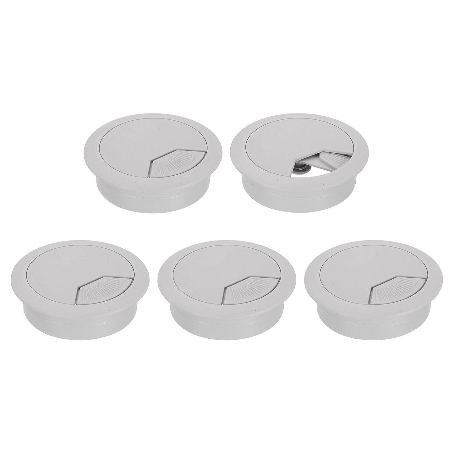 uxcell 5 Pcs 53mm (2.09 Inch) Desk Grommet, Plastic Cable Hole Cover, Wire Cord Cable Organizer for Home Office Computer Desk Cabinet, Gray