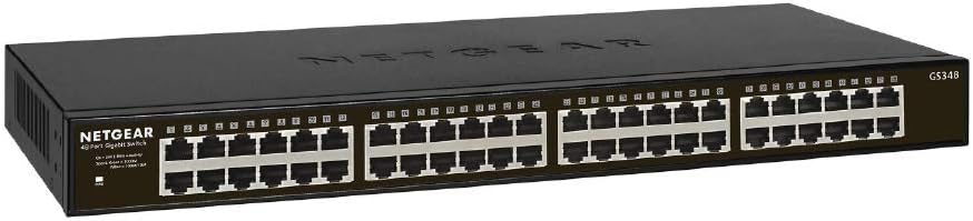 NETGEAR 48-Port Gigabit Ethernet Unmanaged Essentials Switch (GS348) - Desktop or Rackmount, Silent Operation