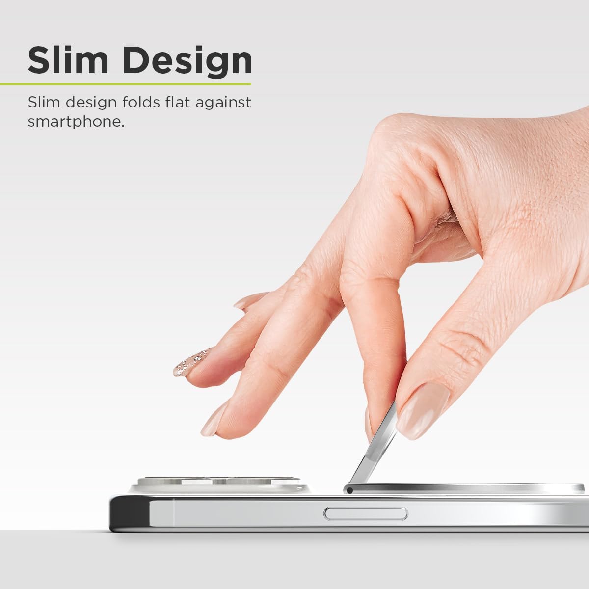 PureGear Magnetic Phone Grip Ring Stand, Magnetic Phone Ring Holder for MagSafe iPhone 16, 16 Pro, 16 Plus, 16 Pro Max, 15, 15 Plus, 14, 14 Pro, 14 Pro Max, 13, 12 Adjustable Kickstand(Silver Glitter)