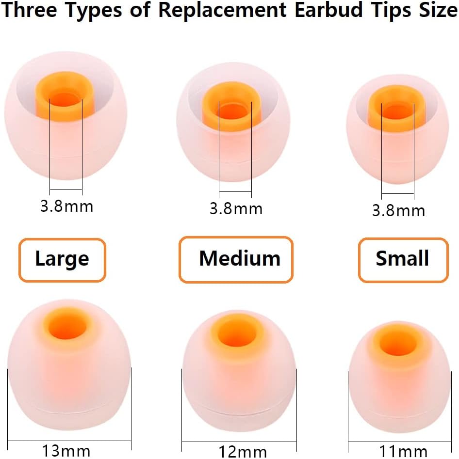 Earbuds Replacement Tips Silicone Earbud Tips Ear Bud Replacement Pieces Ear Gels Fit for Inner Hole from 3.8mm - 5.1mm Earphones 9 Pairs S/M/L