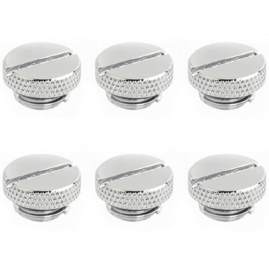 Dracaena.io 6 Pack G1/4" Thread, Thin Water Stop Plug Fitting with Coin Slot for Computer Water Cooling System, Durable Brass/Copper Material, Silver