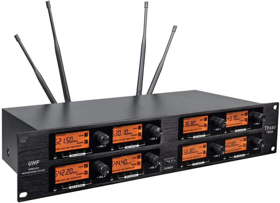 wenwen Wireless Microphone System Pro Audio 8 Channel UHF 8 Lavalier Bodypacks 8 Lapel Mic 8 Headsets for Karaoke System Meeting Church Speaking Conference Wedding Party Frequency B