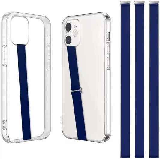 TEAMOLA 3pcs Silicone Phone Grip Holder Strap for iPhone 15/15 Pro/16/16 Pro & Samsung Galaxy S24/S23 - Anti-Slip Finger Loop for Case, Universal Phone Loops for Back of Cell Phones（210, 3 Navy）