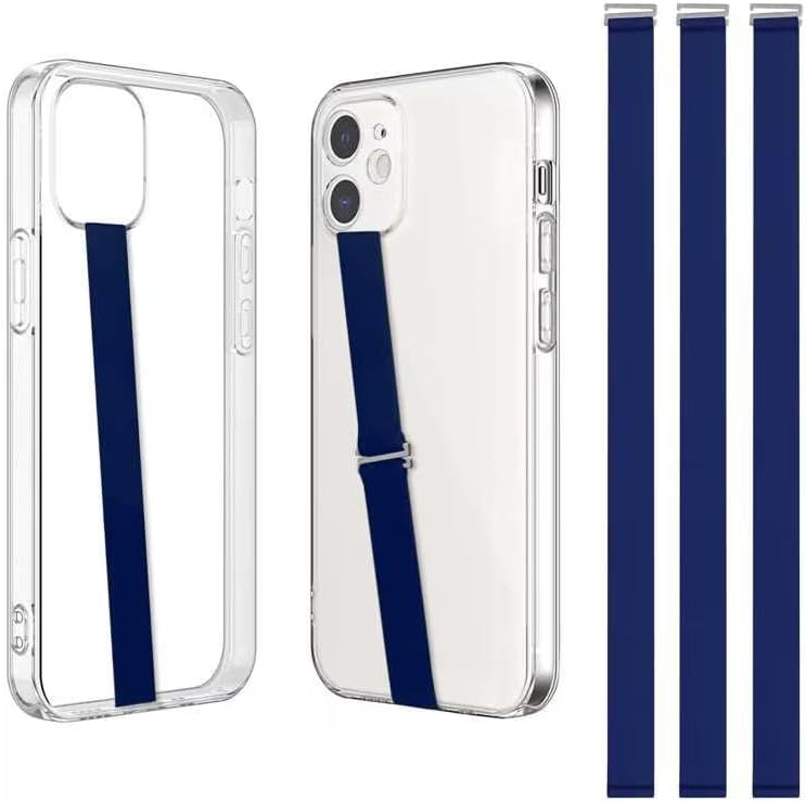 TEAMOLA 3pcs Silicone Phone Grip Holder Strap for iPhone 15/15 Pro/16/16 Pro & Samsung Galaxy S24/S23 - Anti-Slip Finger Loop for Case, Universal Phone Loops for Back of Cell Phones（230, 3 Navy）