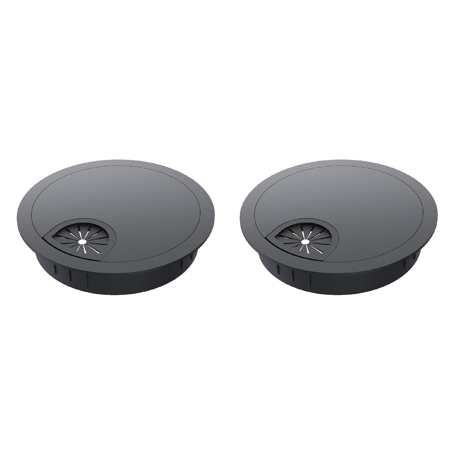 2 Pack Desk Grommet 3-1/8 Inch 80mm, Zinc Alloy Computer Desk Wire Hole Cover, Office Desktop Cord Cable Hole Metal Ring, Black