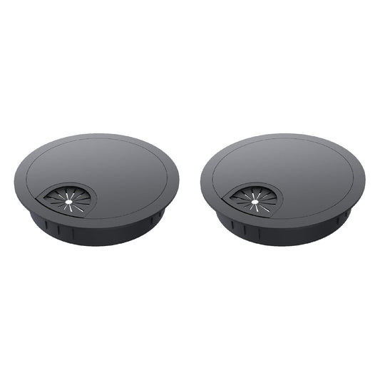 2 Pack Desk Grommet 3-1/8 Inch 80mm, Zinc Alloy Computer Desk Wire Hole Cover, Office Desktop Cord Cable Hole Metal Ring, Black