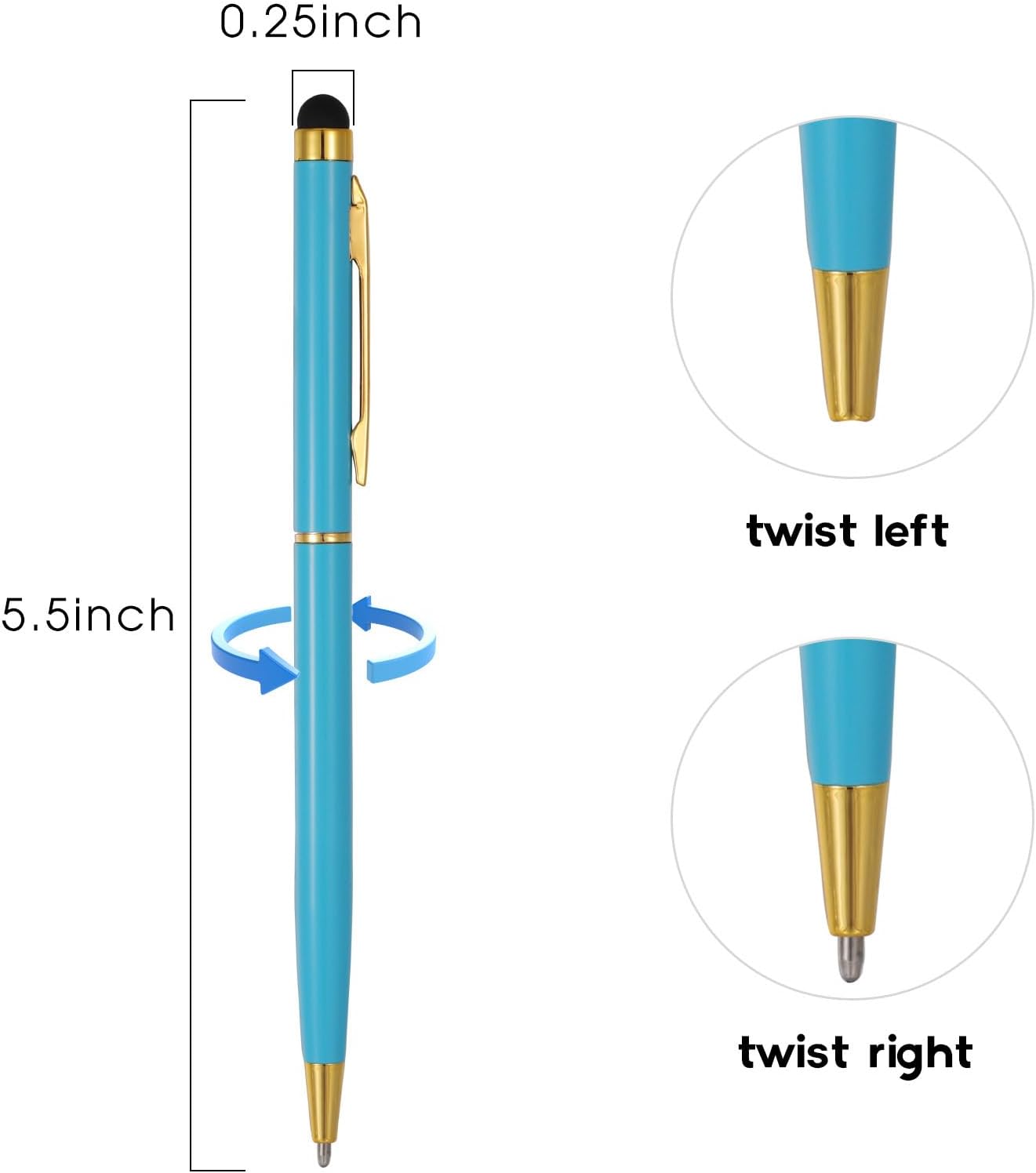 15 Pack Stylus Pens for Touch Screens Stylus Pen Compatible with Phone Tablets Kindle and Black Ink Ballpoint Pens-2 in 1 Stylists pens for Touch Screens (Gold)