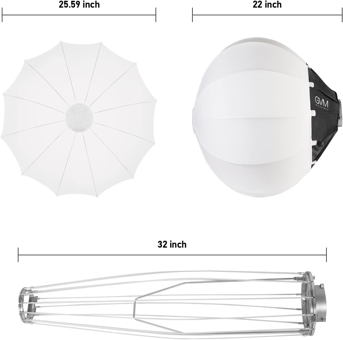 GVM Lantern Softbox Soft Light Modifier, 26inch, Quick-Setup Quick-Folding GVM Light Upgraded for GVM SD80D P80S SD300D SD200D SD200S ST200R ST100R PR150D PR150R and Other Bowens Mount Light