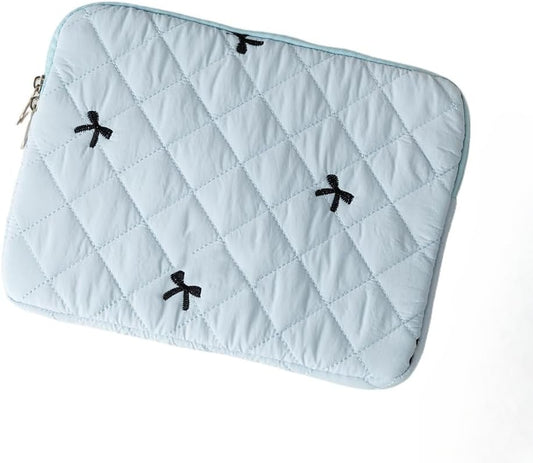 Cute Bow Graphic Carrying Laptop Bag Y2K Preppy Laptop Sleeve Case Bag Kawaii Pad Computer Protect Case Pouch (15-15.6 inch,Blue)