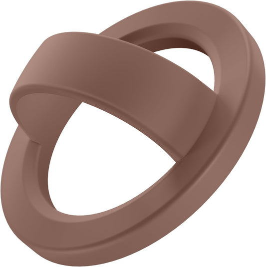 Magnetic Phone Grip, Removable Loop Grip with Soft Finger Strap, Silicone Phone Ring Holder for Back of Phone for iPhone 16/15/14/13/12 Pro Max/Plus, Brown