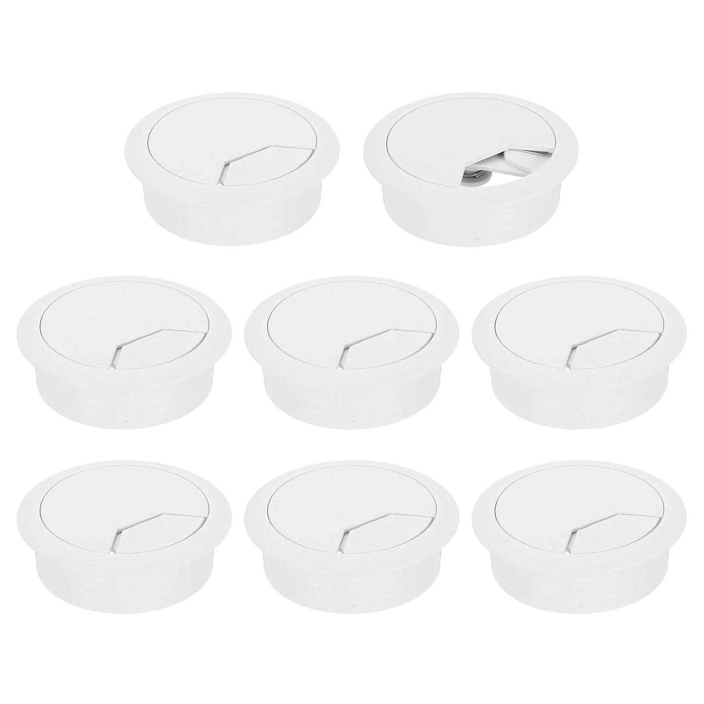 uxcell 8 Pcs 50mm (1.97 Inch) Desk Grommet, Plastic Cable Hole Cover, Wire Cord Cable Organizer for Home Office Computer Desk Cabinet, White