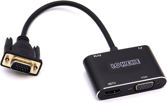 GrayRabbit VGA to HDMI Adapter with Audio and USB Cables for Computers, Laptops, Monitors, Projectors, HDTVs
