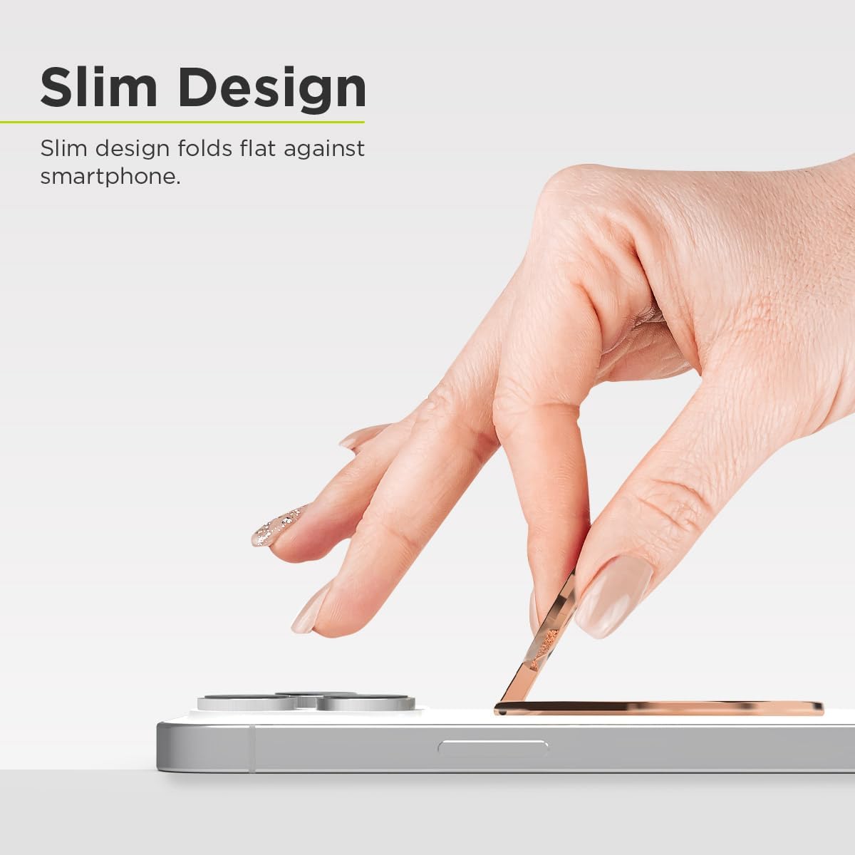 PureGear Magnetic Phone Grip Ring Stand, Magnetic Phone Ring Holder for MagSafe iPhone 16, 16Pro, 16Plus, 16ProMax, 15, 15Plus, 14, 14ProMax, 13,12, Adjustable Kickstand(Chrome Rose Gold Pink Glitter)