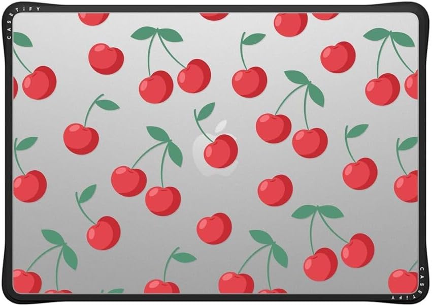 CASETiFY Impact MacBook Air 15" (M2-M4) Case [Cushioned Impact Corners/Scratch-Resistant/Anti-Slip Grip] - Cherries - Clear Black