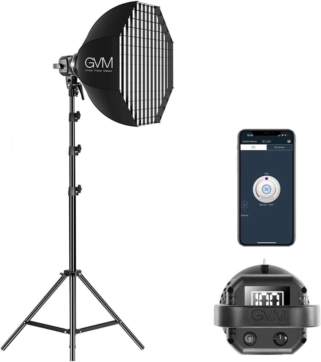 GVM 80W Photo Studio Lighting Kit, LED Video Light with Bowen Mount 23.6" Softbox, Tripod Stand, Continuous Output Daylight 5600K Lights for Photography