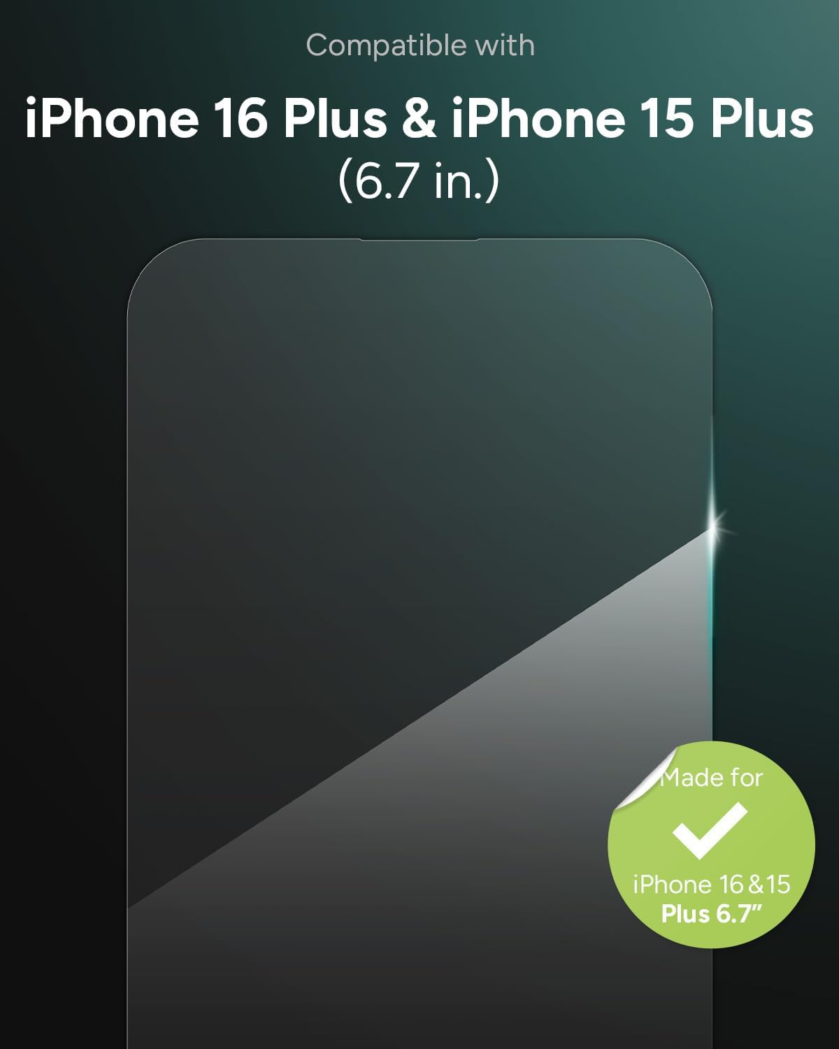 ZAGG Glass Elite Screen Protector for iPhone 16 Plus / 15 Plus - 5X Stronger, Reinforced Edges, Ultra-Strong Tempered Glass, Scratch Resistant, Anti-Smudge, InvisibleShield,, Easy Installation, Eco-Friendly