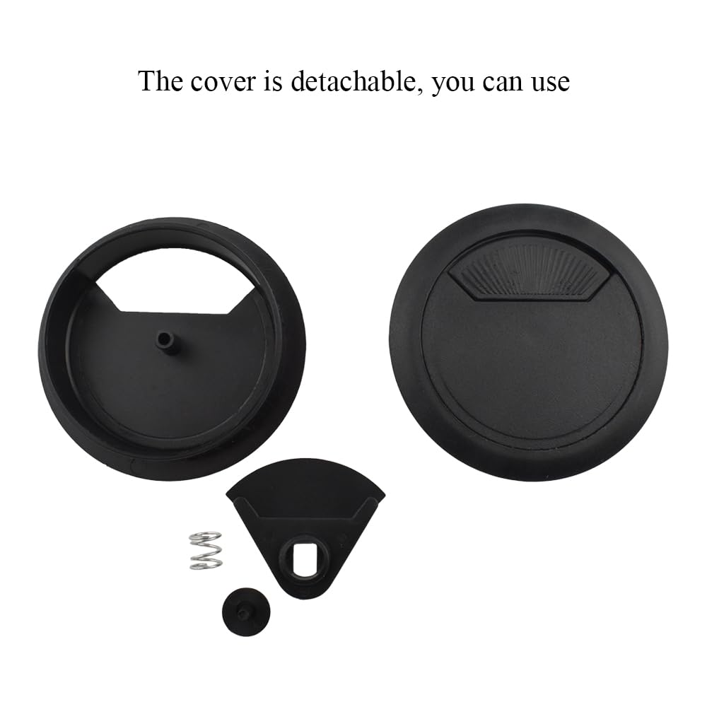 HAHIYO 2Pcs 2.4Inch/60mm Black ABS Plastic Sector-Shaped Desk Grommet Wire Grommet Cable Management Cord Hole Cover Desk Wire Hole Insert Wire Organizer for Computer Office Home Equipment System