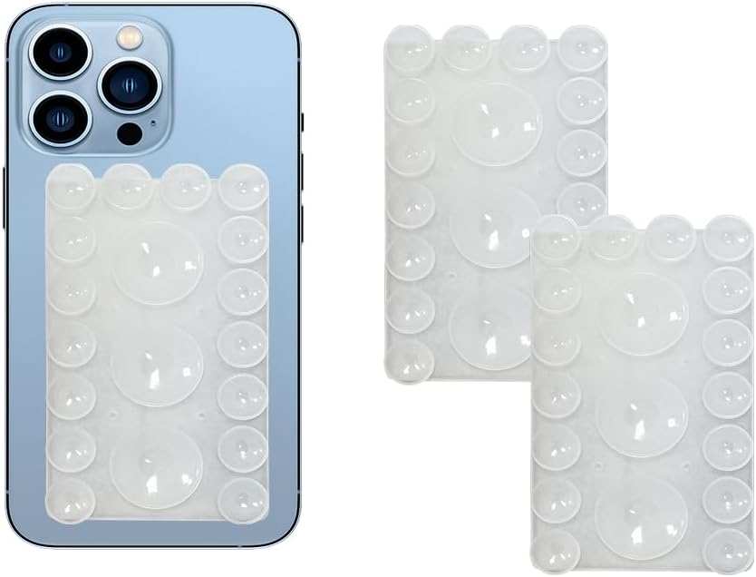 2024 Upgrade 2PCS Silicone Suction Cup Phone Case Adhesive Mount,Adhesive Grip, Sticky Suction Cup Phone Holder & Suction Phone case Holder TikTok & Selfies (Transparent, 3+16 Single Sided)