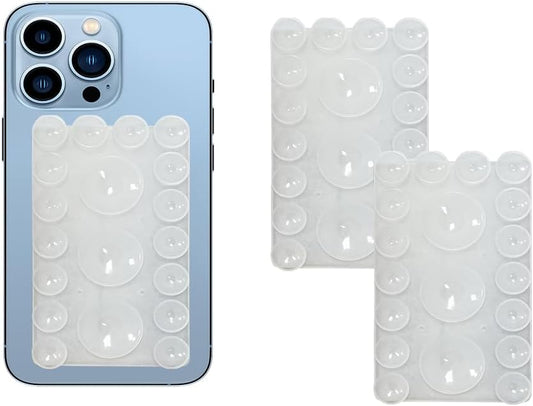 2024 Upgrade 2PCS Silicone Suction Cup Phone Case Adhesive Mount,Adhesive Grip, Sticky Suction Cup Phone Holder & Suction Phone case Holder TikTok & Selfies (Transparent, 3+16 Single Sided)