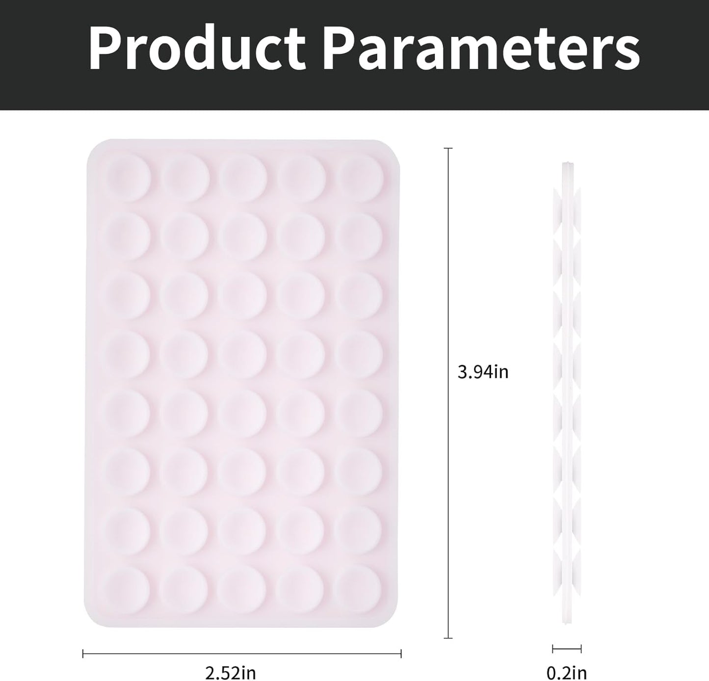 2 Pack Silicone Double-Sided Suction Grip – 40 Cups per Side, Strong Hold for iPhone, Galaxy, Pixel, Android – Hands-Free for Selfies & Videos(Chalk Pink)