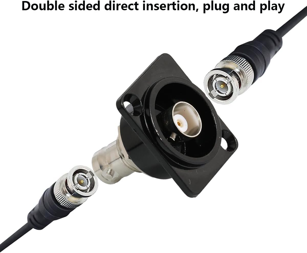 PENGLIN 2PCS BNC D Series Panel-Mount Connector, BNC Female to Female Adapter Bulkhead Connector, Coaxial Extension Coupler for Custom Communication & Surveillance Systems (Pack of 2)