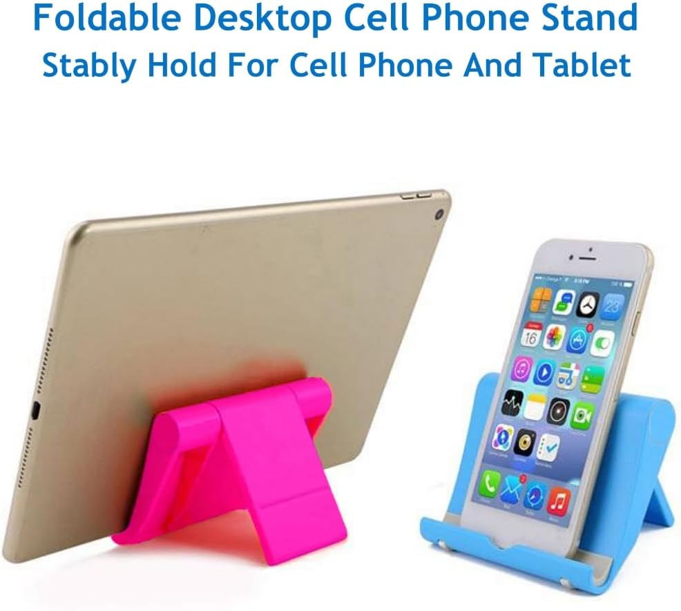 Cell Phone Stand for Desk Foldable Cell Phone Holder Desk Tablet Holder Mobile Phone Dock, Multi-Angle Universal Adjustable Tablet Dock Compatible with Most Cell Phones (Pink)
