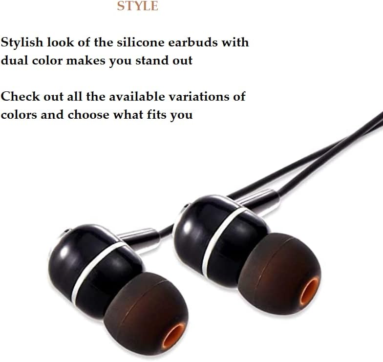 Earbuds Replacement Tips Silicone Earbud Tips Ear Gels Fit for Inner Hole from 3.8mm - 5.1mm Earphones 9 Pairs S/M/L Black-Orange
