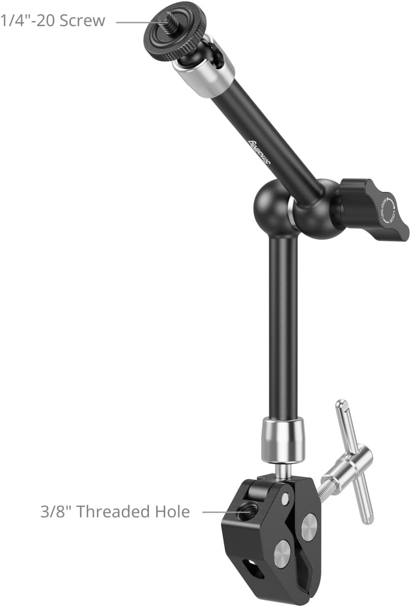 SmallRig Magic Arm Clamp w/ 1/4" Screw, Phone Mount for Magsafe & Magnetic Adapter Ring, 11 Inches Integrated Magic Arm for iPhone, for Android, for Action Cameras/LCD Monitor/LED Lights - 5604