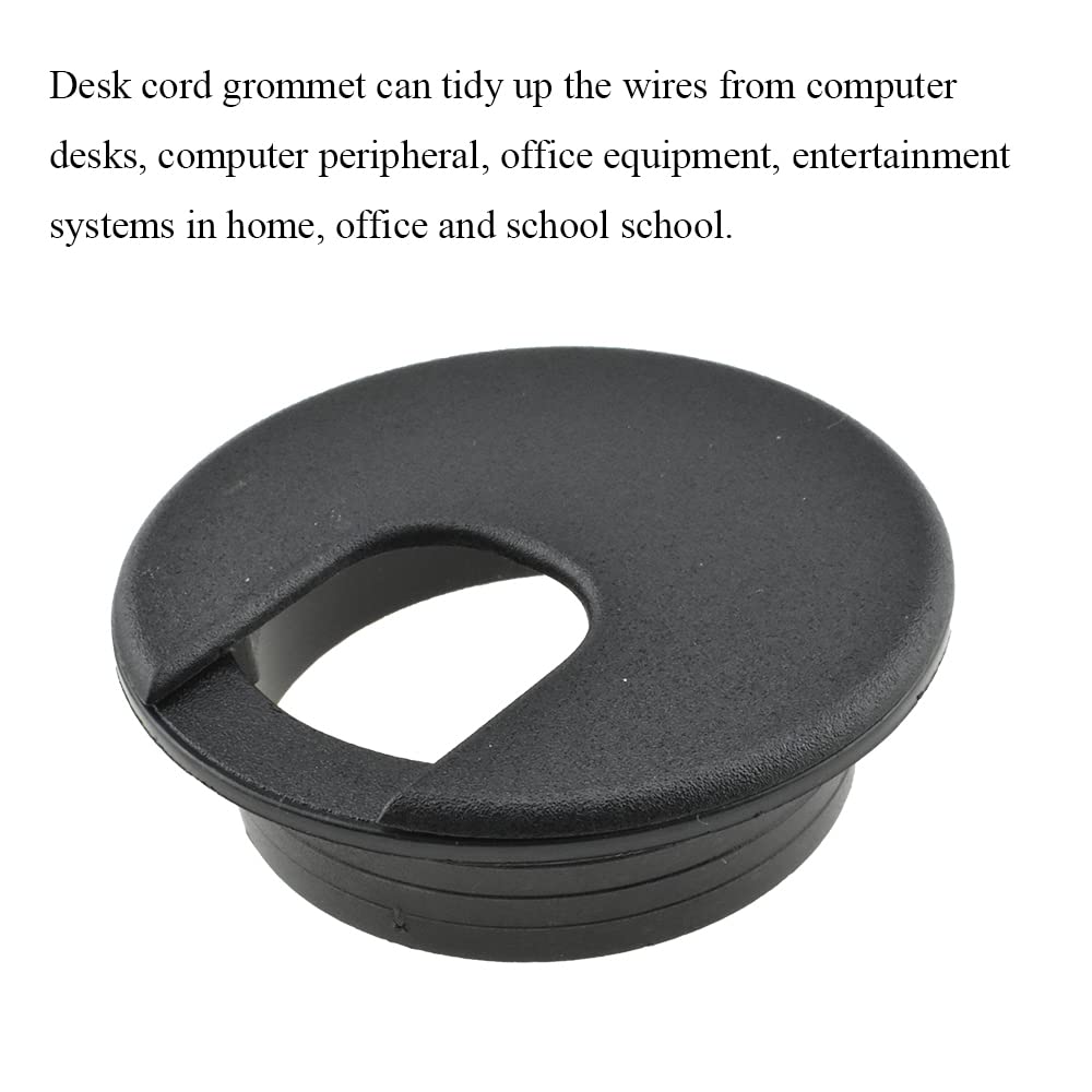 HAHIYO 2Pcs 2Inch/50mm Black ABS Plastic U-Shaped Desk Grommet Wire Grommet Cable Management Cord Hole Cover Desk Wire Hole Insert Wire Organizer for Computer Office Home School Equipment Systems
