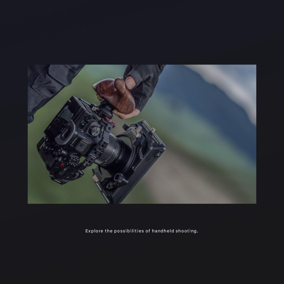 Tilta Advanced Left Side Wooden Handle (1/4-20" with Locating Pins - Type XI) | Black Walnut Wood & Aluminum Alloy Build | Quick Release Button