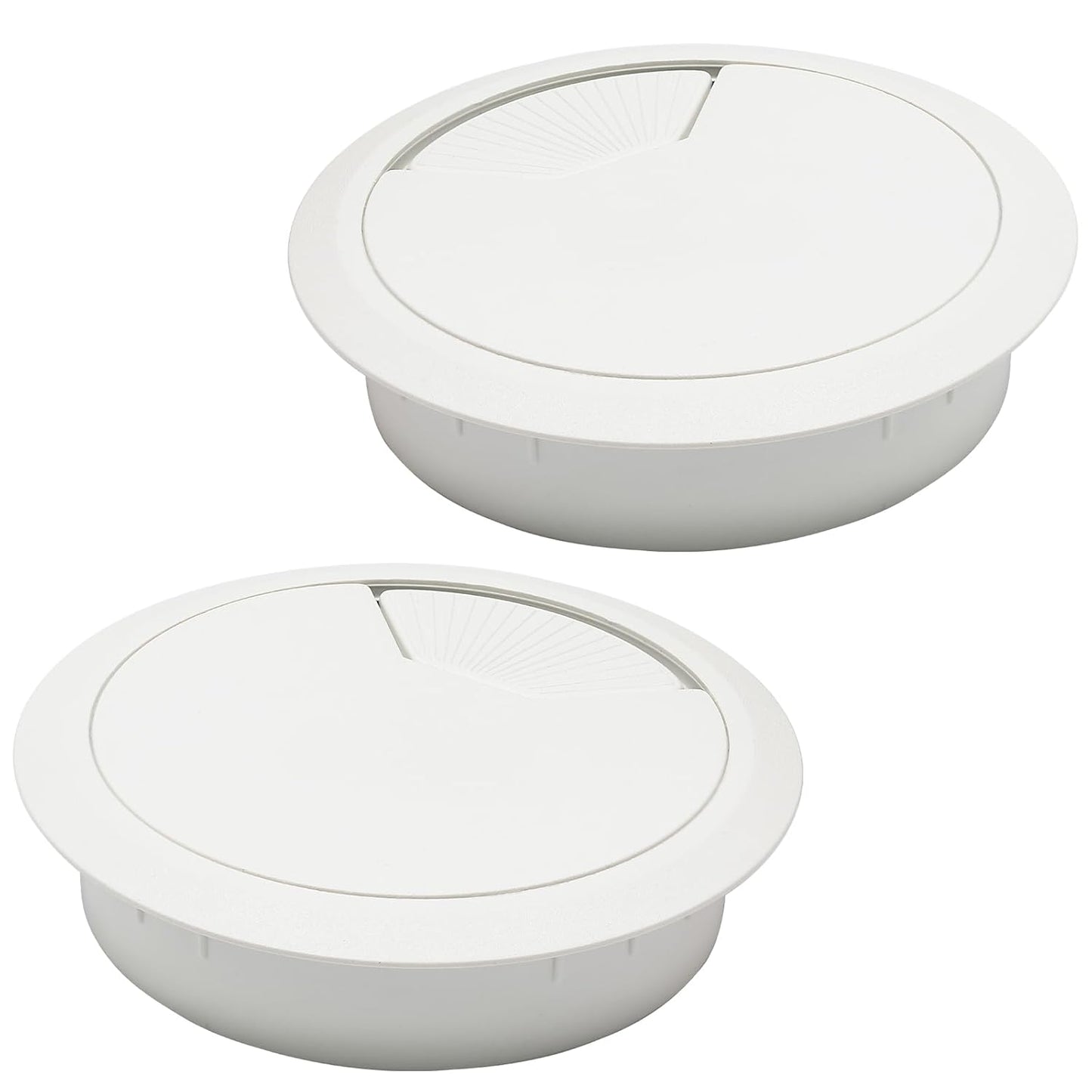 Desk Grommet 3-1/8" (80 mm), Desk Cord Hole Cover, Cable Grommet ABS Plastic, Desk Hole Grommet for Office and Home Table Cable, Detachable Adjustable Cable Cord Organizer (White 2 Pcs)