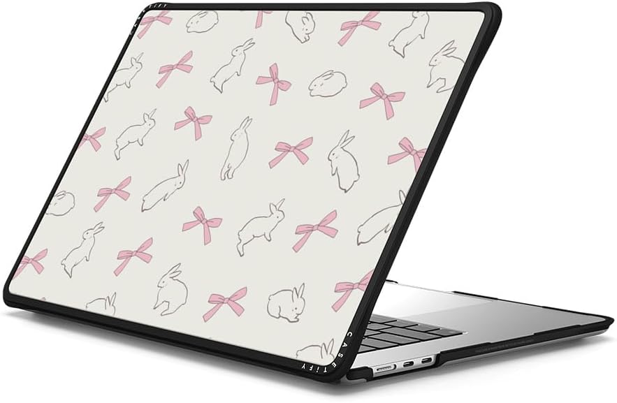 CASETiFY Impact MacBook Air 15" (M2-M4) Case [Cushioned Impact Corners/Scratch-Resistant/Anti-Slip Grip] - Rabbit Ribbon - Clear Black