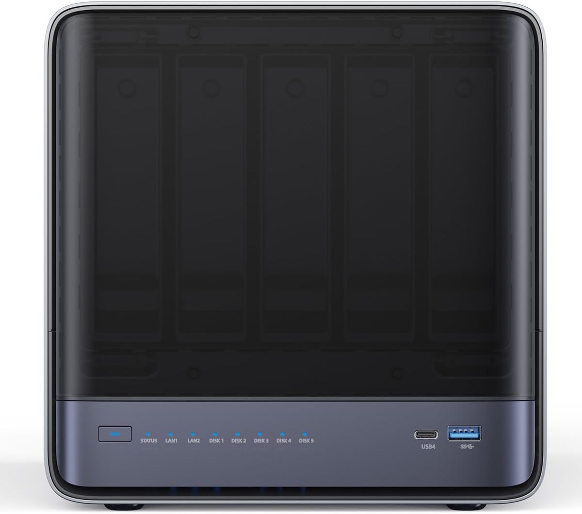 MINISFORUM N5 5-Bay Desktop NAS, AMD Ryzen 7 255(8C/16T), Barebone, 128GB SSD, 1x 10GbE, 1x 5GbE, 2X USB4(8K), 8K HDMI, OCuLink Port, 1xM.2 Slot, 2xU.2/M.2 Slots, Network Attached Storage (Diskless)