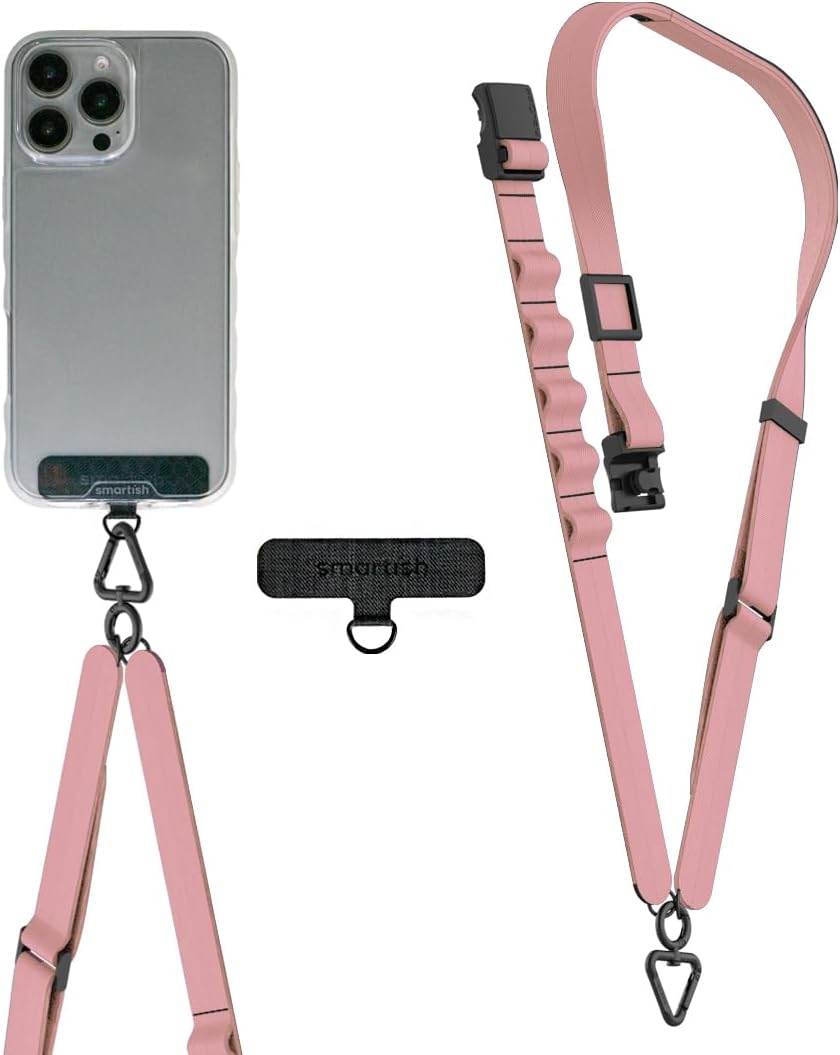 Smartish Phone Lanyard - Case Clinger - Universal iPhone Holder w/Detachable Crossbody Shoulder Neck Strap w/Storage Loops, Fidlock, Insert for Phone Cases iPhone, Galaxy, Pixel- Mauve It or Lose It