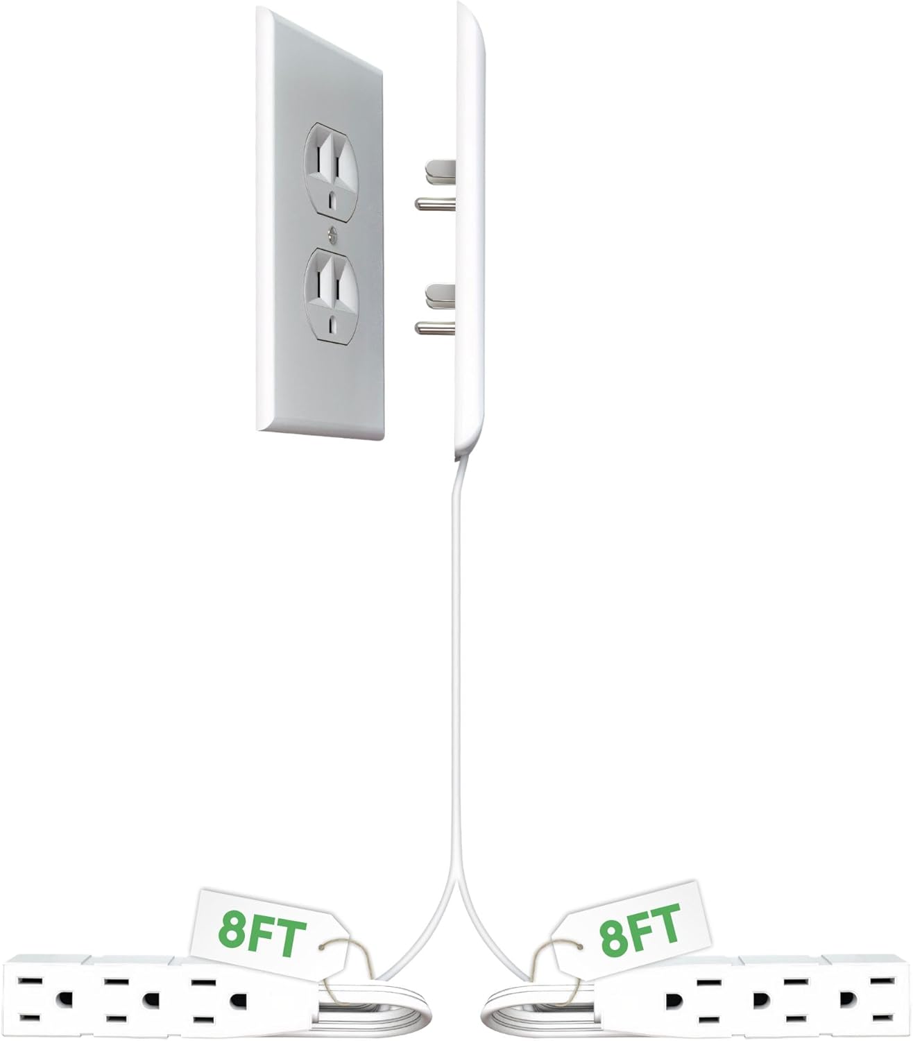 Sleek Socket Original & Patented Ultra-Thin Outlet Concealer with Cord Concealer Kit, Flat Extension Cord with Multi Outlets Power Strip, Ideal for Home Improvement, Hide Bulky and Messy Cords