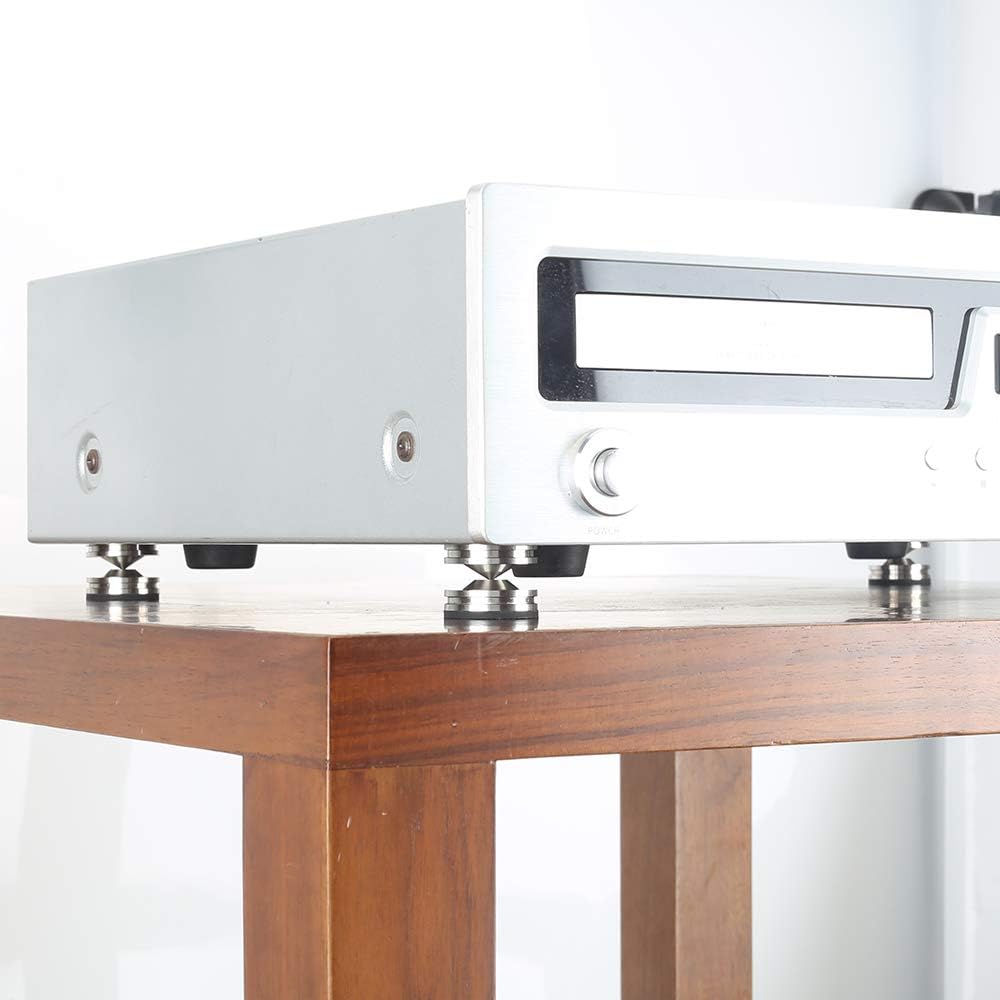 Audiocrast 4X HiFi Speaker Spikes, Isolation Stand Feet Pad, Stainless Steel Shock Absorber Vibration Dampener with Non-Slip Mats for Audio Speaker Subwoofer CD DVD Amplifier Turntable DAC