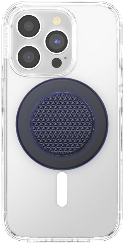 PopSockets Phone Grip for MagSafe with Kickstand, Magnetic Stand, Swappable Top, Secure Hold for iPhone MagSafe Cases, Phone & Tablet Grip - Alum Triangle Knurled French Navy