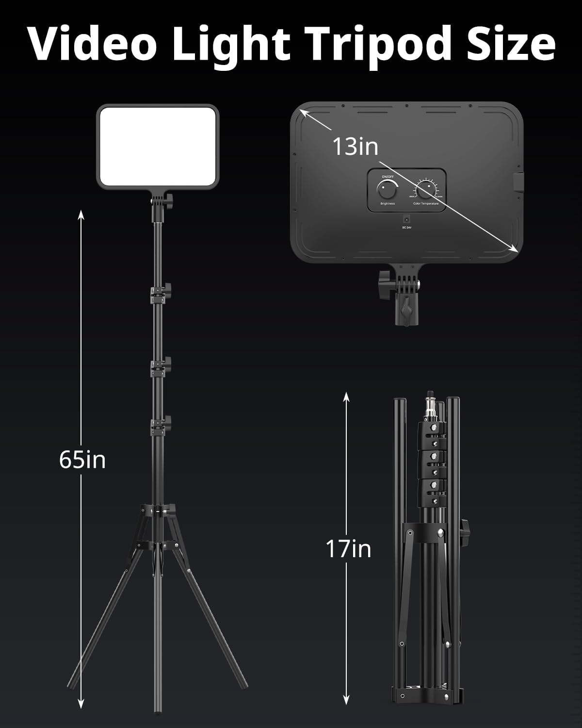 UBeesize LED Video Light Kit, Photography Lighting, 13" Studio Lights with 65" Tripod Stand and Phone Holders, Podcast Lighting for Video Recording, Make up, Live Streaming, Tiktok, YouTube