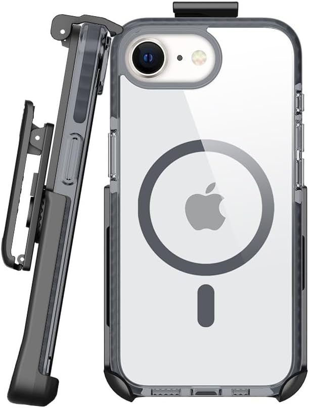 BELTRON Belt Case for iPhone 16e (2025), Slim Protective Transparent Case & Rotating Belt Clip Holster Combo (Compatible with MagSafe)